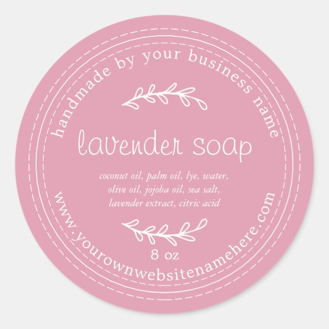 Rustic Handmade Lavender Soap Sea Pink Classic Round Sticker (Front)