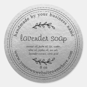 Rustic Handmade Lavender Soap Silver Classic Round Sticker