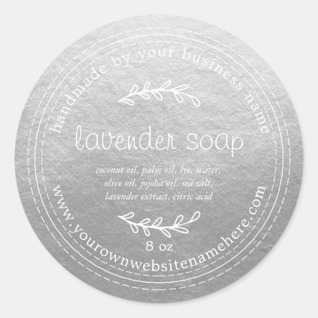 Rustic Handmade Lavender Soap Silver Classic Round Sticker (Front)