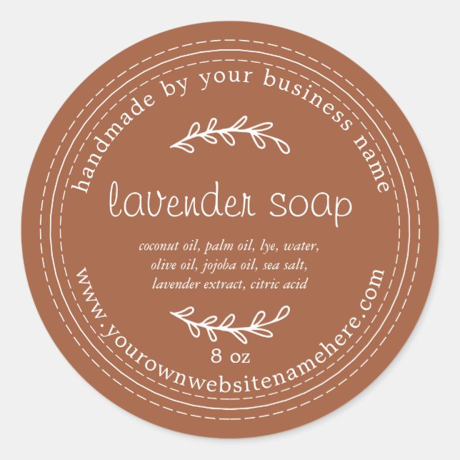 Rustic Handmade Lavender Soap TerraCotta Classic Round Sticker (Front)