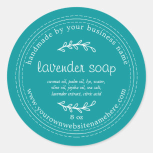 Rustic Handmade Lavender Soap Viridian Green Classic Round Sticker
