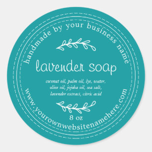 Rustic Handmade Lavender Soap Viridian Green Classic Round Sticker