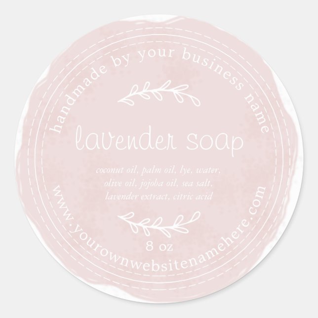 Rustic Handmade Lavender Soap Watercolor Purple Classic Round Sticker (Front)