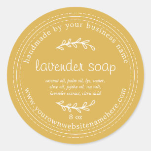 Rustic Handmade Lavender Soap Yellow Classic Round Sticker