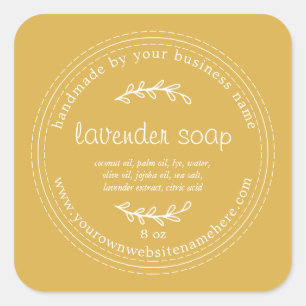 Rustic Handmade Lavender Soap Yellow Square Sticker