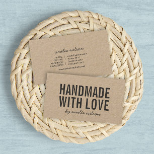 Rustic Handmade With Love Social Media Kraft Business Card