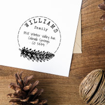 Rustic Handwriting Pine Cone Family Return Address