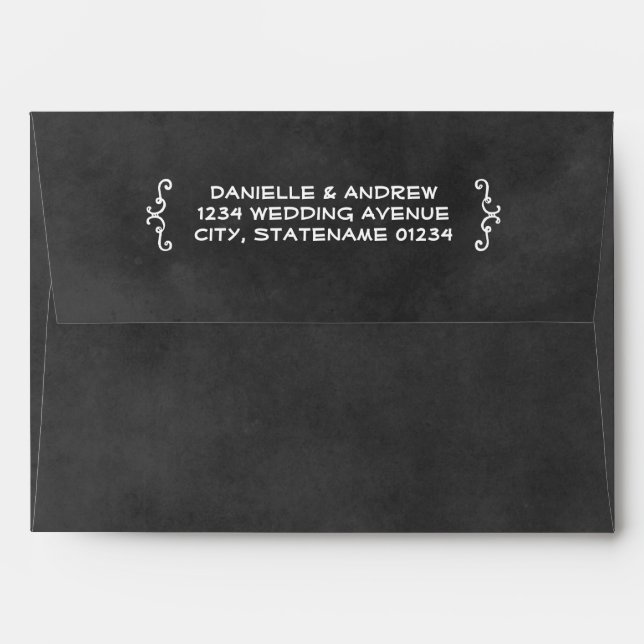 Rustic Handwritten Chalkboard Wedding Black Envelopes (Back (Top Flap))