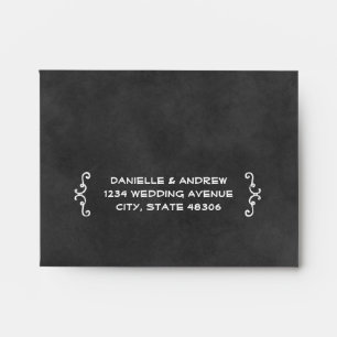 Rustic Handwritten Chalkboard Wedding Black RSVP Envelope