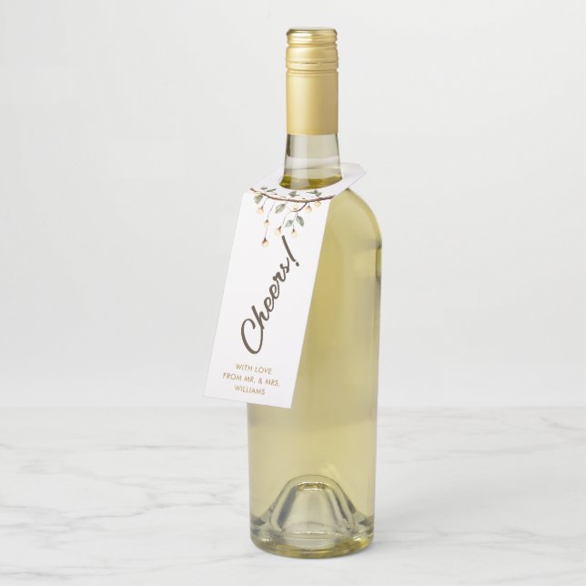 Rustic Handwritten Script | Cheers Bottle Tag (Angled)