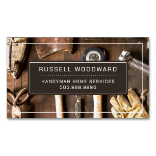 Rustic Handyman Carpenter Tools Of Trade Magnetic Business Card