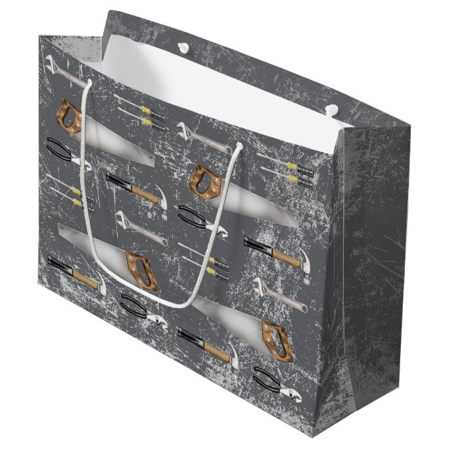 Rustic Handyman Tools Large Gift Bag (Front Angled)