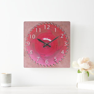 Rustic Handyman Workshop Tools Red Saw Blade Square Wall Clock