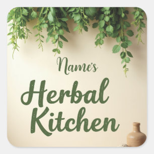 Rustic Hanging Herbs Kitchen Jar Stickers