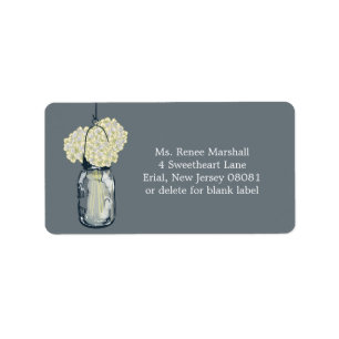 Rustic Hanging Mason Jar Hydrangeas Label