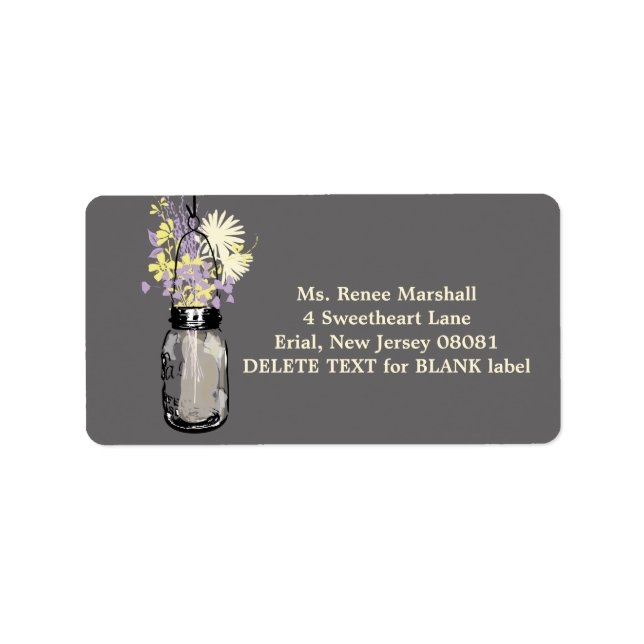 Rustic Hanging Mason Jar Wedding Label (Front)