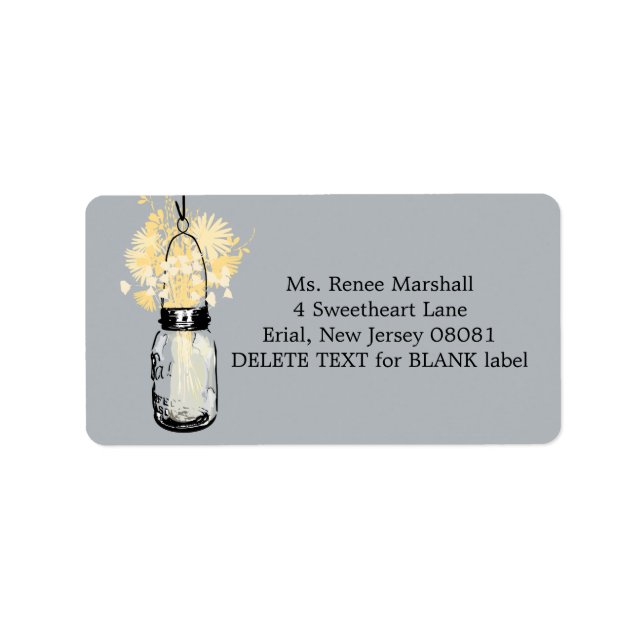 Rustic Hanging Mason Jar Wedding Label (Front)