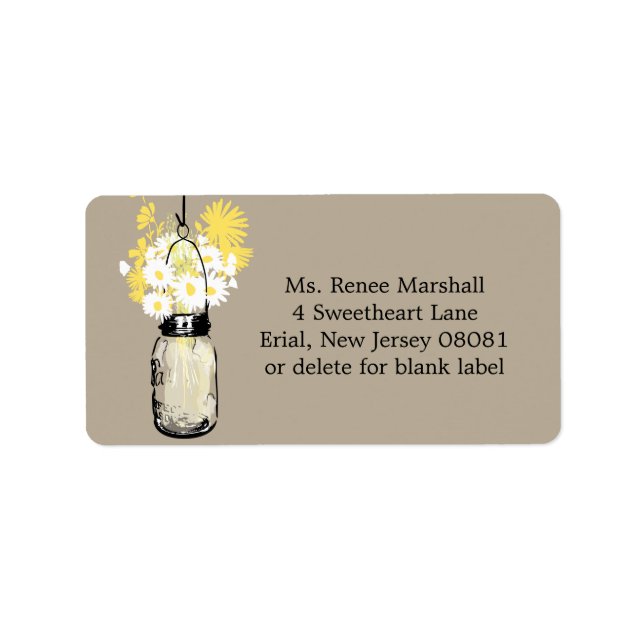 Rustic Hanging Mason Jar Wedding Label (Front)