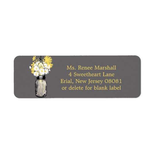 Rustic Hanging Mason Jar Wedding Return Address Label