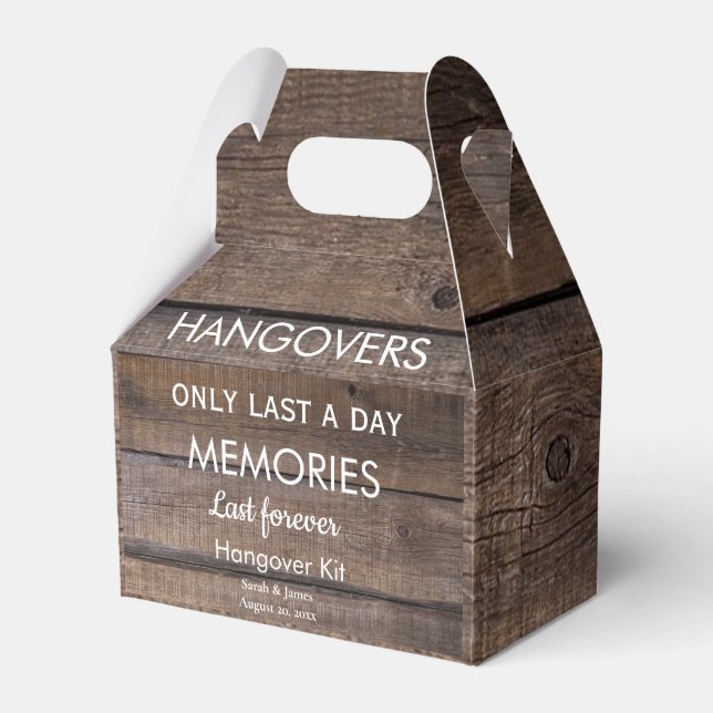 Rustic Hangover Kit Barn Country Wedding Party  Favour Box (Front Side)
