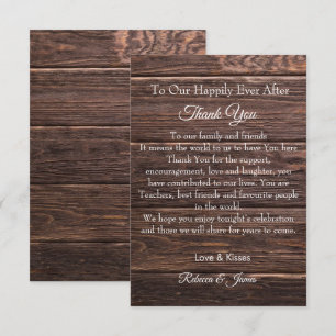 Rustic Happily Ever After Script Wedding Thank You Card
