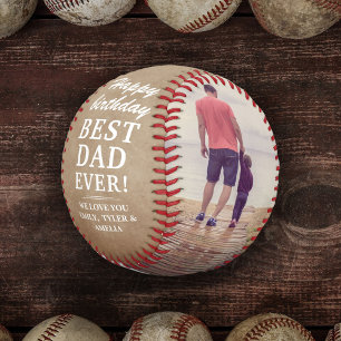 Rustic Happy Birthday Best Dad Ever 2 Photos  Baseball