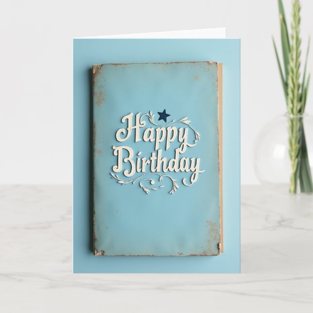 Rustic Happy Birthday Script Card (Front)