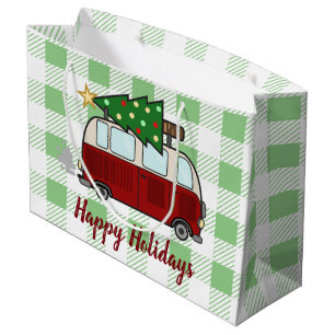 Rustic Happy Camper Christmas Large Gift Bag