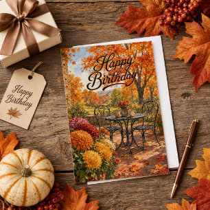 Rustic Happy Fall Season Birthday Greeting Card