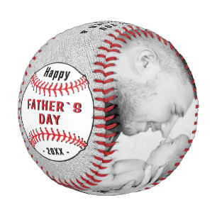 Rustic Happy Father`s Day 2 Photo Collage Baseball
