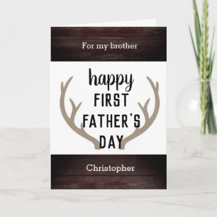 Rustic Happy First Father's Day Brother Card
