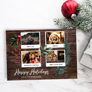 Rustic Happy Holidays- Instant 4 Multi Photo Invi Invitation