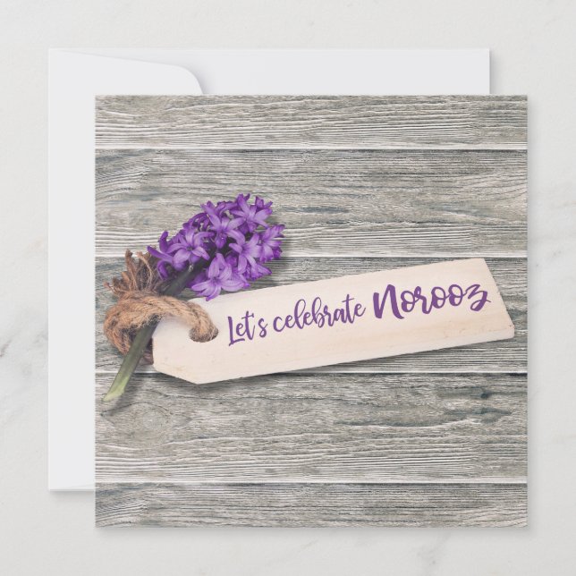 Rustic Happy Norooz Hyacinth - Invitation (Front)