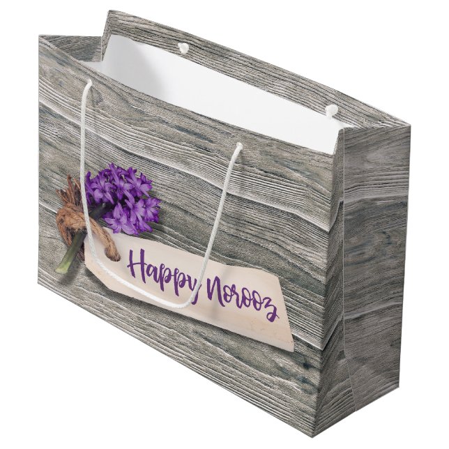 Rustic Happy Norooz Hyacinth - Large Gift Bag (Front Angled)