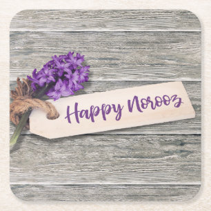 Rustic Happy Norooz Hyacinth - Paper Coaster