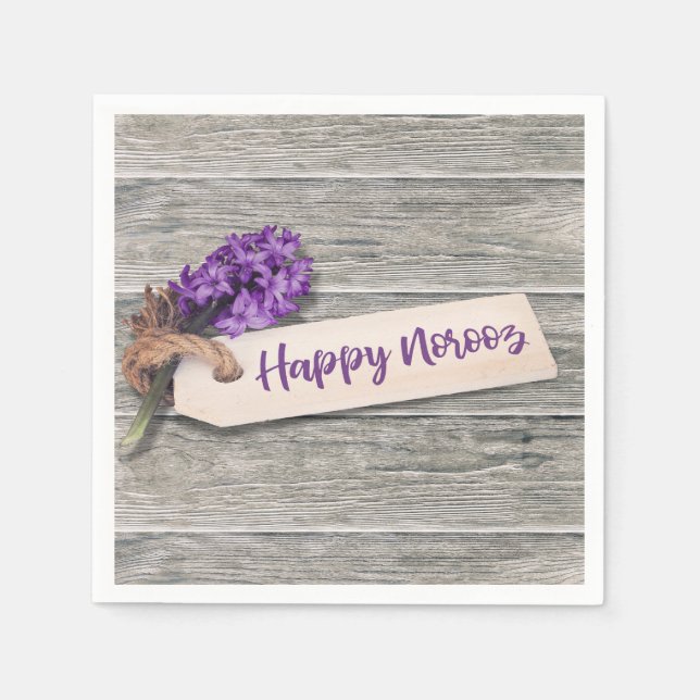Rustic Happy Norooz Hyacinth - Paper Napkin (Front)