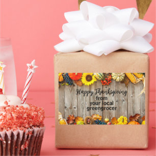 Rustic Happy Thanksgiving Fall Business Marketing  Rectangular Sticker