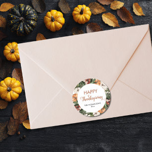 Rustic Happy Thanksgiving Pumpkin Classic Round Sticker