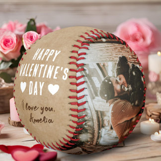 Rustic Happy Valentine's Day 2 Photos Boyfriend Baseball