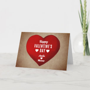 Rustic Happy Valentine's Day Red Heart  Holiday Card