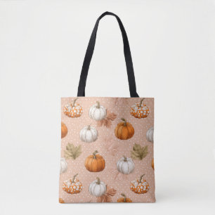 Rustic Harvest Autumn - Pumpkins & Leaves Tote Bag