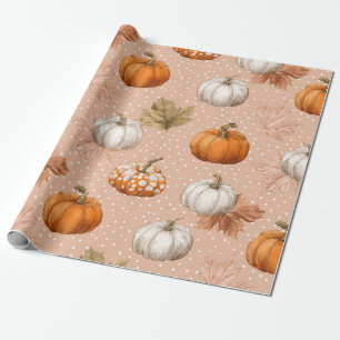 Rustic Harvest Autumn - Pumpkins & Leaves Wrapping Paper