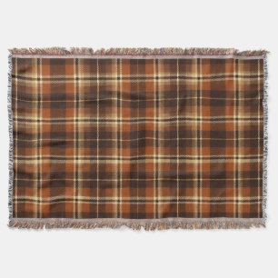 Rustic Harvest Autumn Tartan Plaid Orange & Brown Throw Blanket