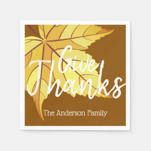 Rustic Harvest Fall Leaf & Give Thanks Napkin
