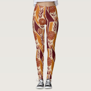 Rustic Harvest Floral Pattern in Earthy Tones Leggings