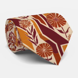 Rustic Harvest Floral Pattern in Earthy Tones Tie