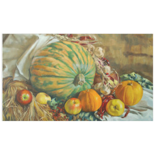 Rustic Harvest Still Life with Pumpkins and Apples Tablecloth