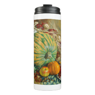 Rustic Harvest Still Life with Pumpkins and Apples Thermal Tumbler