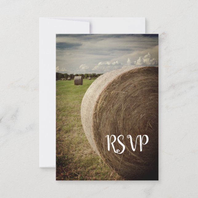 Rustic Hay Bales Ranch Wedding RSVP (Front)