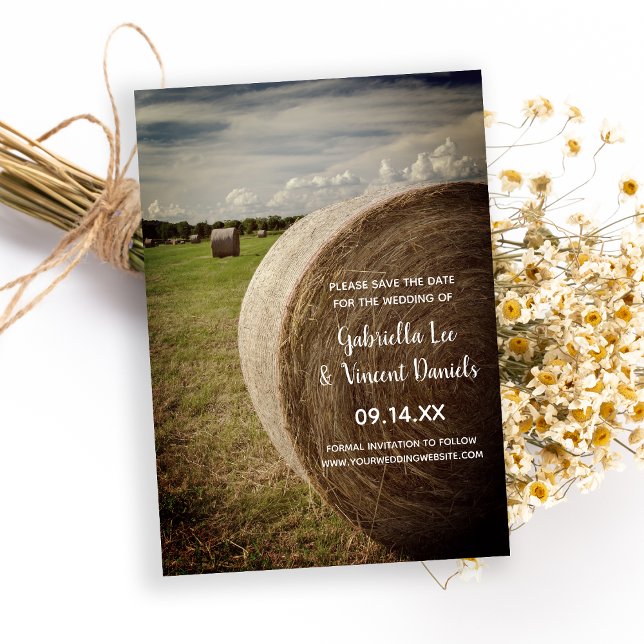 Rustic Hay Bales Ranch Wedding Save the Date (Creator Uploaded)
